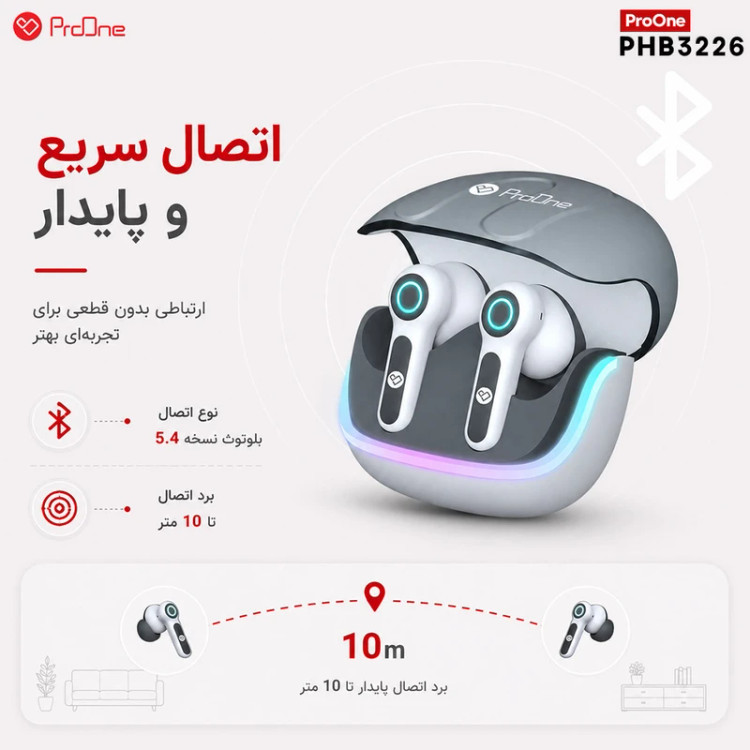 هندزفری بی سیم پرووان مدل Harmonia PHB3226 گیمینگ با قابلیت حذف نویز