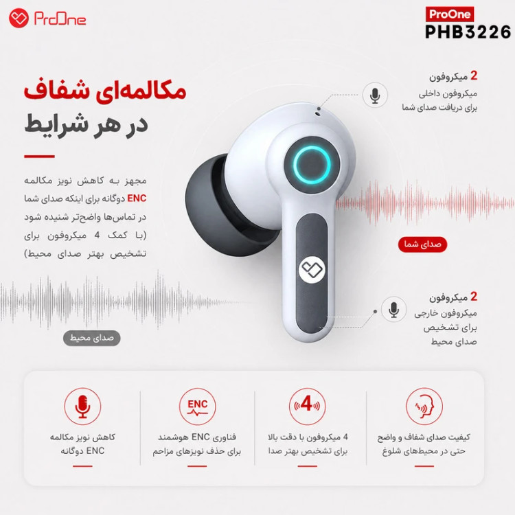 هندزفری بی سیم پرووان مدل Harmonia PHB3226 گیمینگ با قابلیت حذف نویز